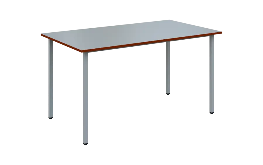 JSB 140N Jídelní stůl 1394 x 800 mm, deska šedá s hranou cihlově červená / podnož stříbrná